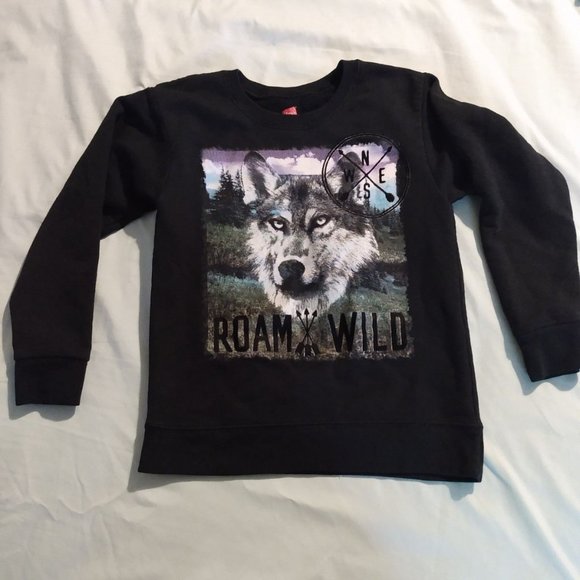 Hanes, kids sweater, ROAM WILD, black, size Small - Picture 5 of 7